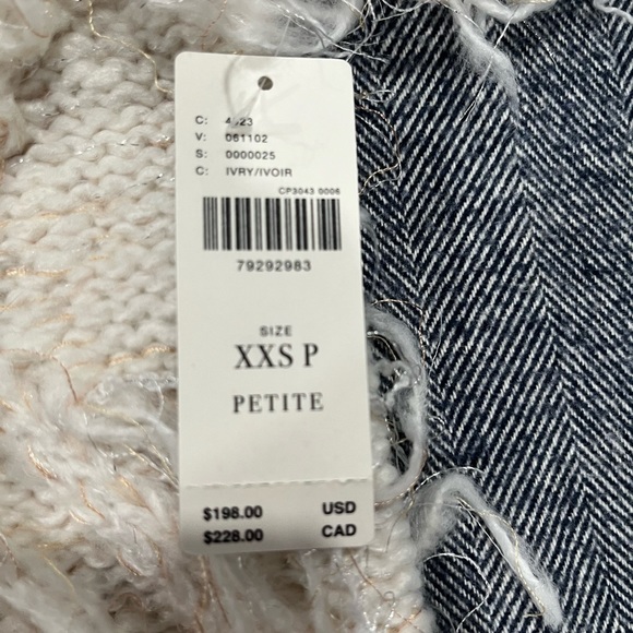 By Anthropologie Fringed Pullover Sweater, XXS petite - Picture 5 of 10